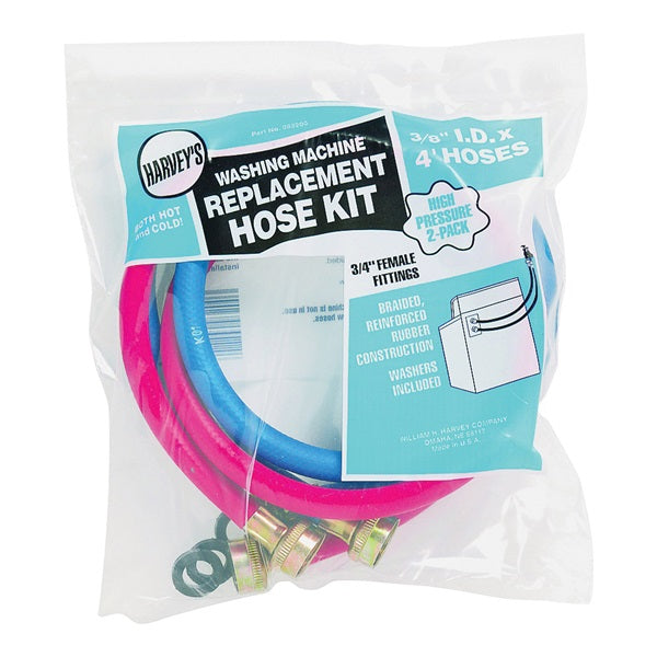 Harvey 093200 Washing Machine Inlet Hose, 3/8 in ID, 4 ft L, Female, EPDM Rubber