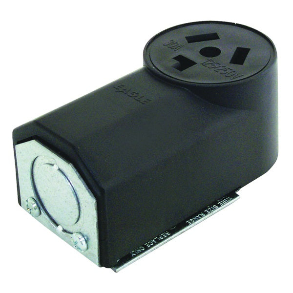 Eaton Cooper Wiring 125 Power Receptacle, 3 -Pole, 125/250 V, 30 A, NEMA: NEMA 10-30R, Black