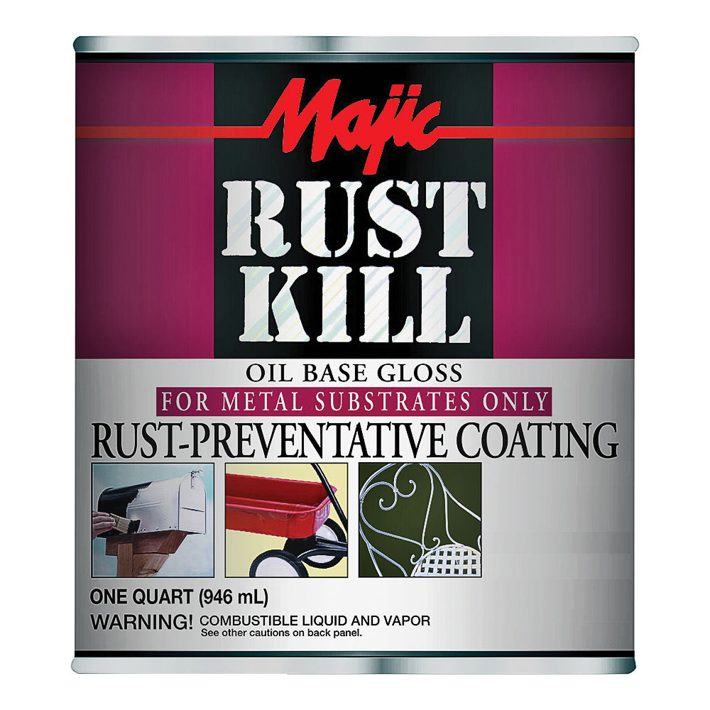 Majic Paints Rustkill Series 8-6007-2 Enamel Paint, Gloss, Machine Green, 1 qt, Can, Oil Base