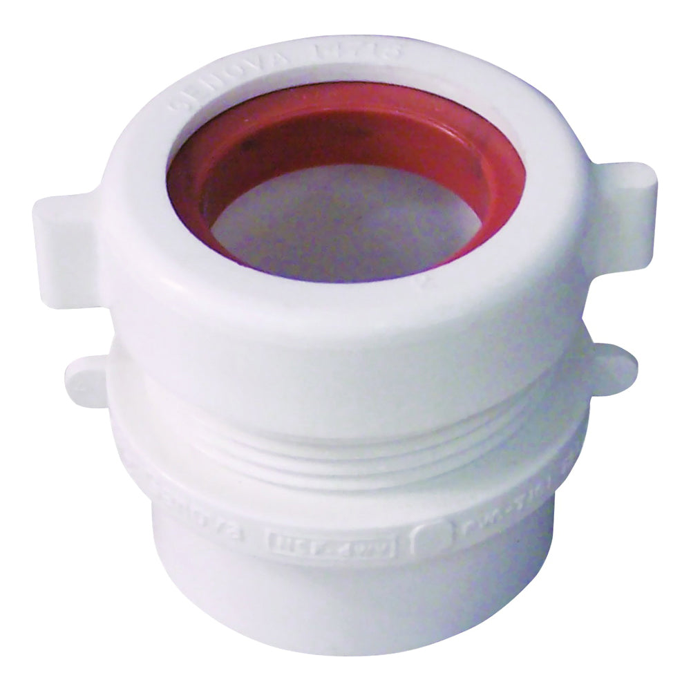 GENOVA 700 Series 72315 Trap Pipe Adapter, 1-1/2 in, Spigot x Slip-Jamnut, PVC, White, SCH 40 Schedule