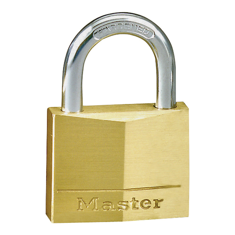 Master Lock 130D Padlock, Keyed Different Key, 3/16 in Dia Shackle, Steel Shackle, Solid Brass Body, 1-3/16 in W Body