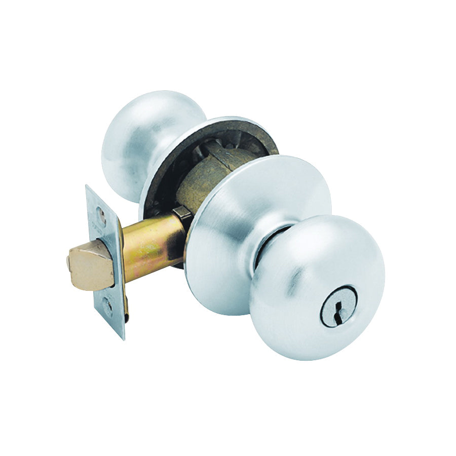 Schlage Plymouth Series F51A NPLY626KA4 Keyed Entry Knob, Brass/Zinc, Satin Chrome