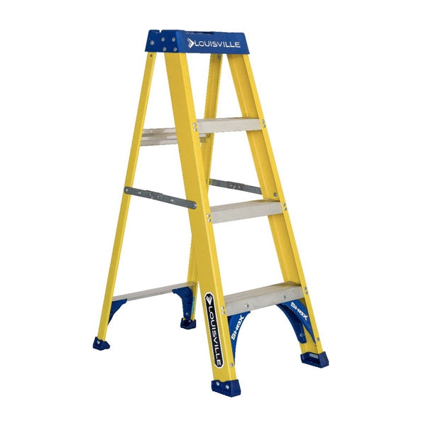 Louisville FS2004 Step Ladder, 4 ft H, Type I Duty Rating, Fiberglass, 250 lb