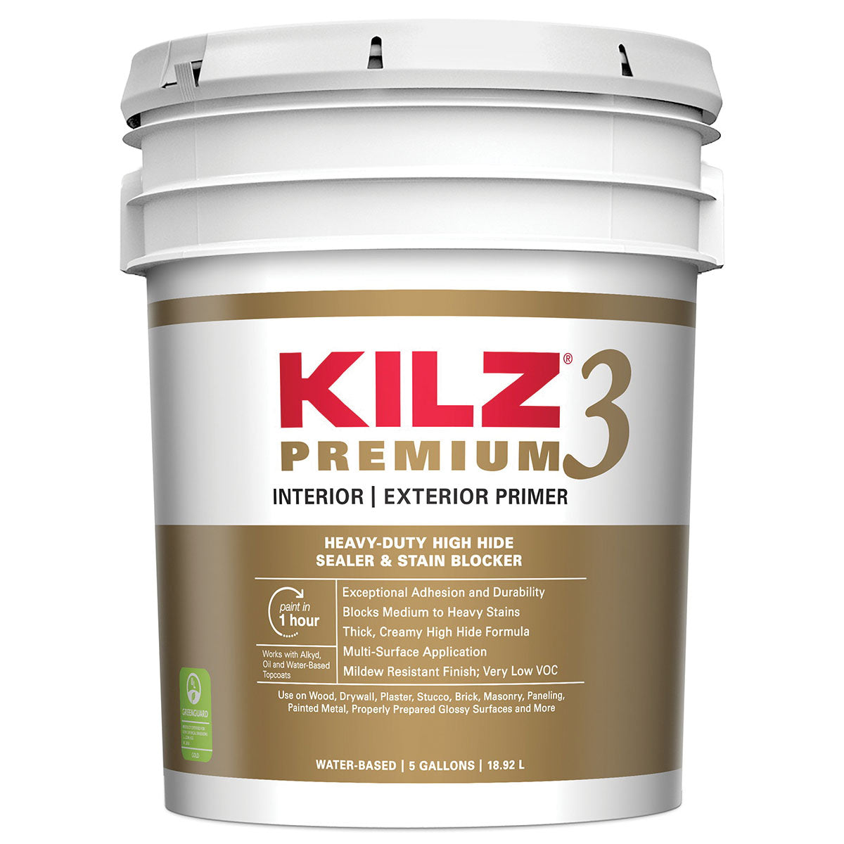 Kilz 13000 Sealer and Primer, White, 5 gal, Pail