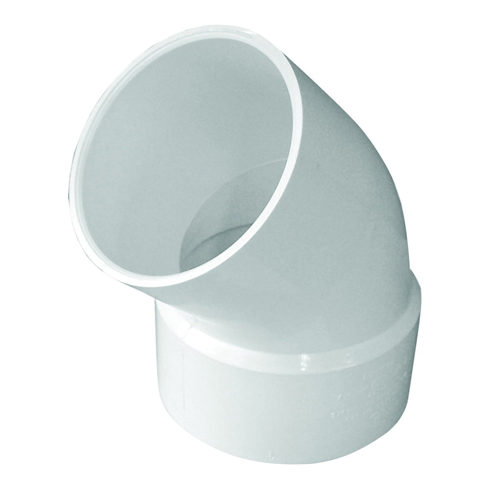 GENOVA 400 Series 42730 Street Pipe Elbow, 3 in, Hub x Spigot, 45 deg Angle, PVC