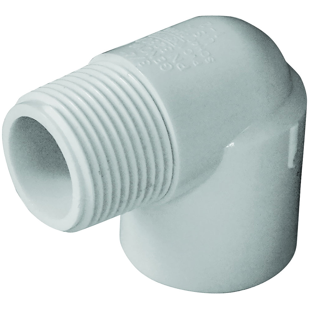 GENOVA 300 Series 32807 Street Pipe Elbow, 3/4 in, Slip x MIP, 90 deg Angle, PVC, White, SCH 40 Schedule