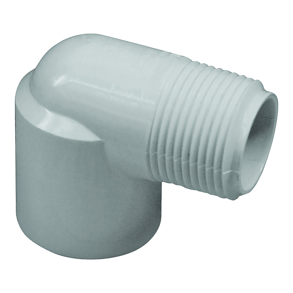 GENOVA 300 Series 32810 Street Pipe Elbow, 1 in, Slip x MIP, 90 deg Angle, PVC, White, SCH 40 Schedule