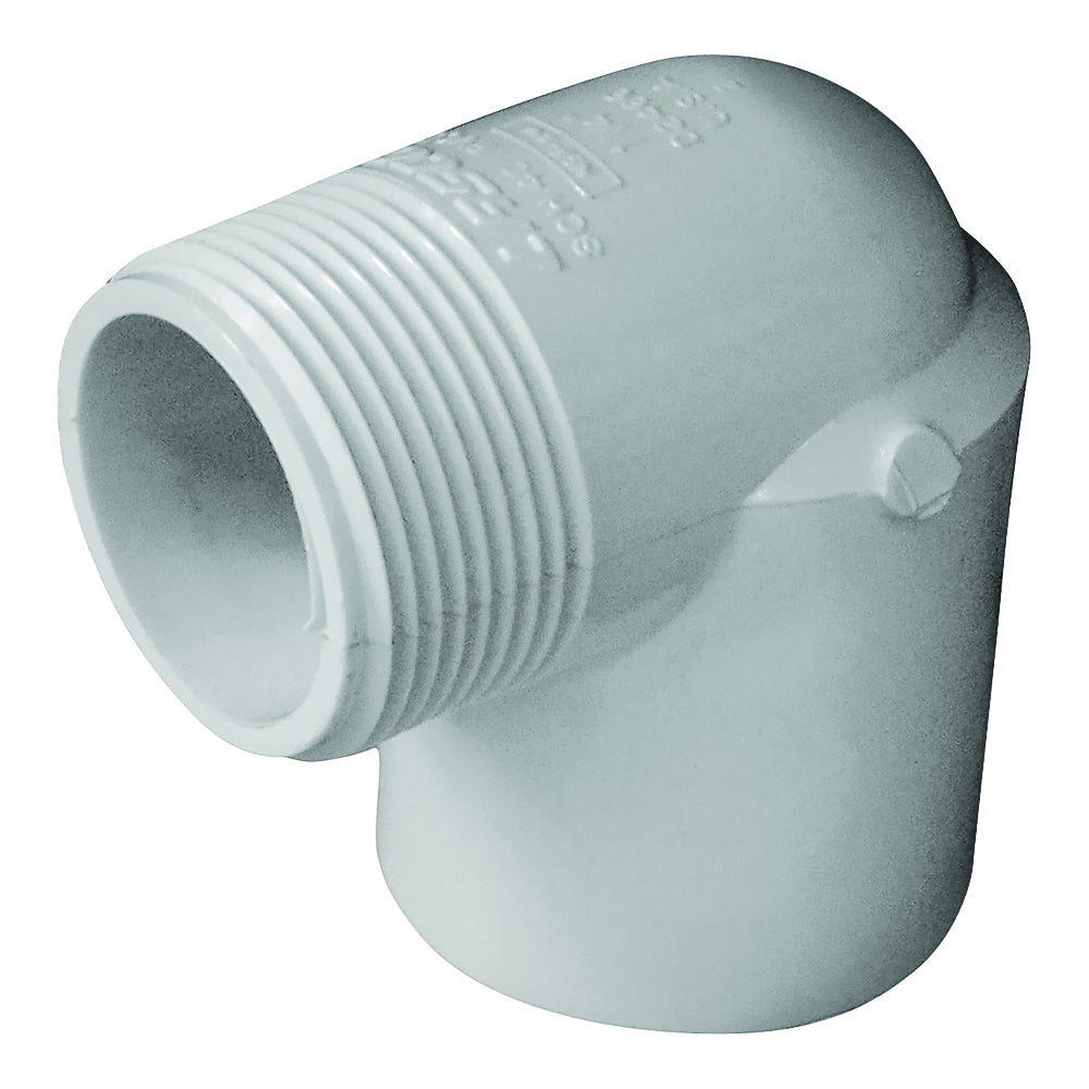 GENOVA 300 Series 32814 Street Pipe Elbow, 1-1/4 in, Slip x MIP, 90 deg Angle, PVC, White, SCH 40 Schedule