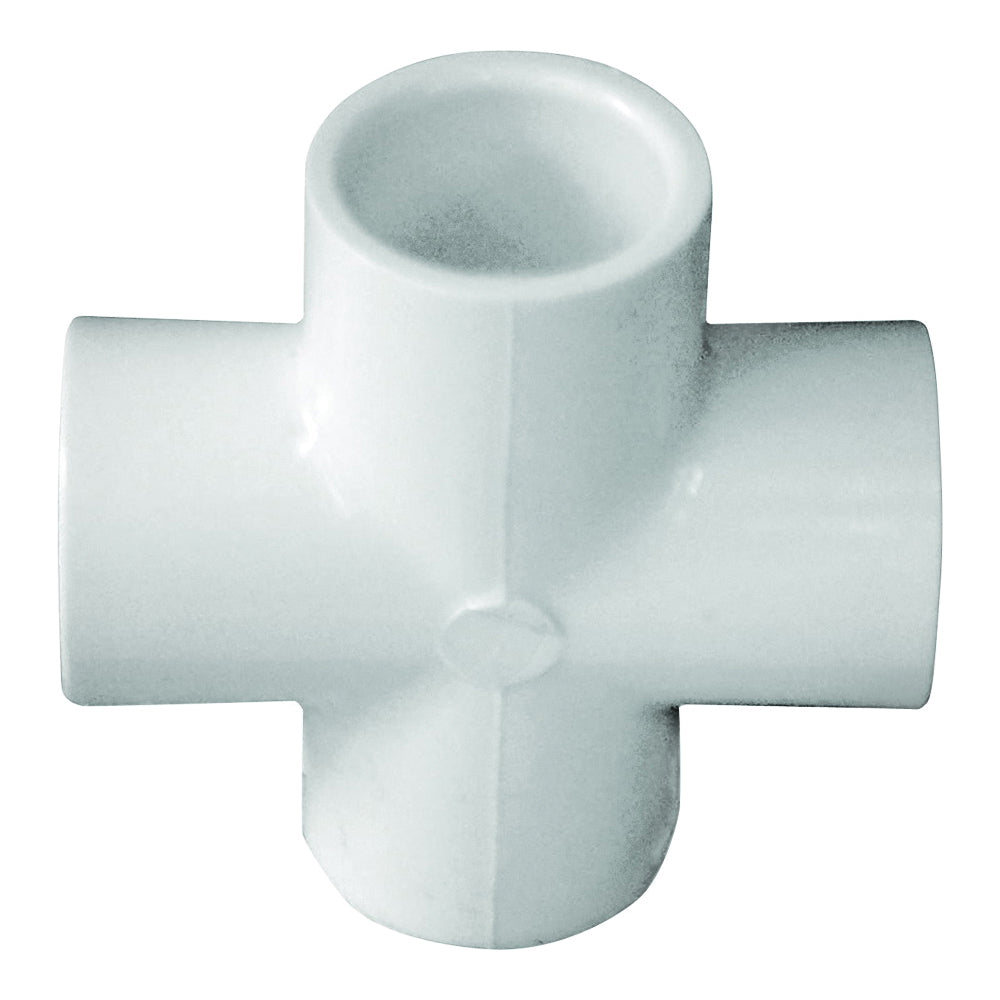 GENOVA 300 Series 34405 Pipe Cross, 1/2 in, Slip-Joint, PVC, White, SCH 40 Schedule
