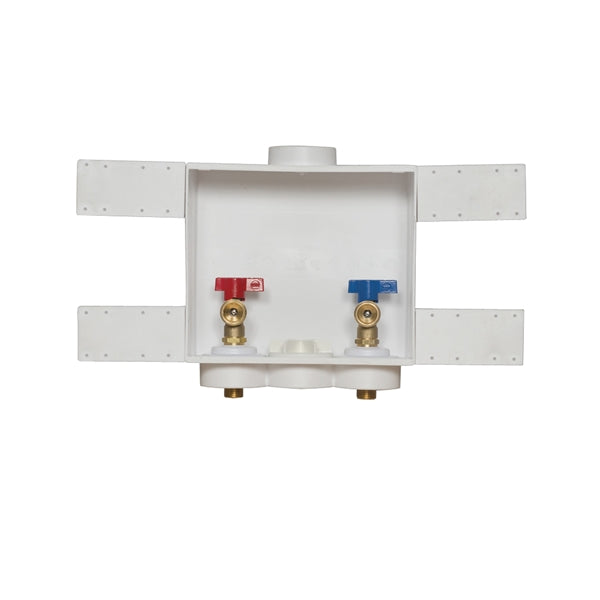 Oatey Quadtro 38529 Washing Machine Outlet Box, 1/2 in Sweat Connection, Brass/Polystyrene