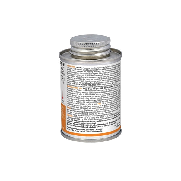Oatey 31128 Solvent Cement, 4 oz Can, Liquid, Orange