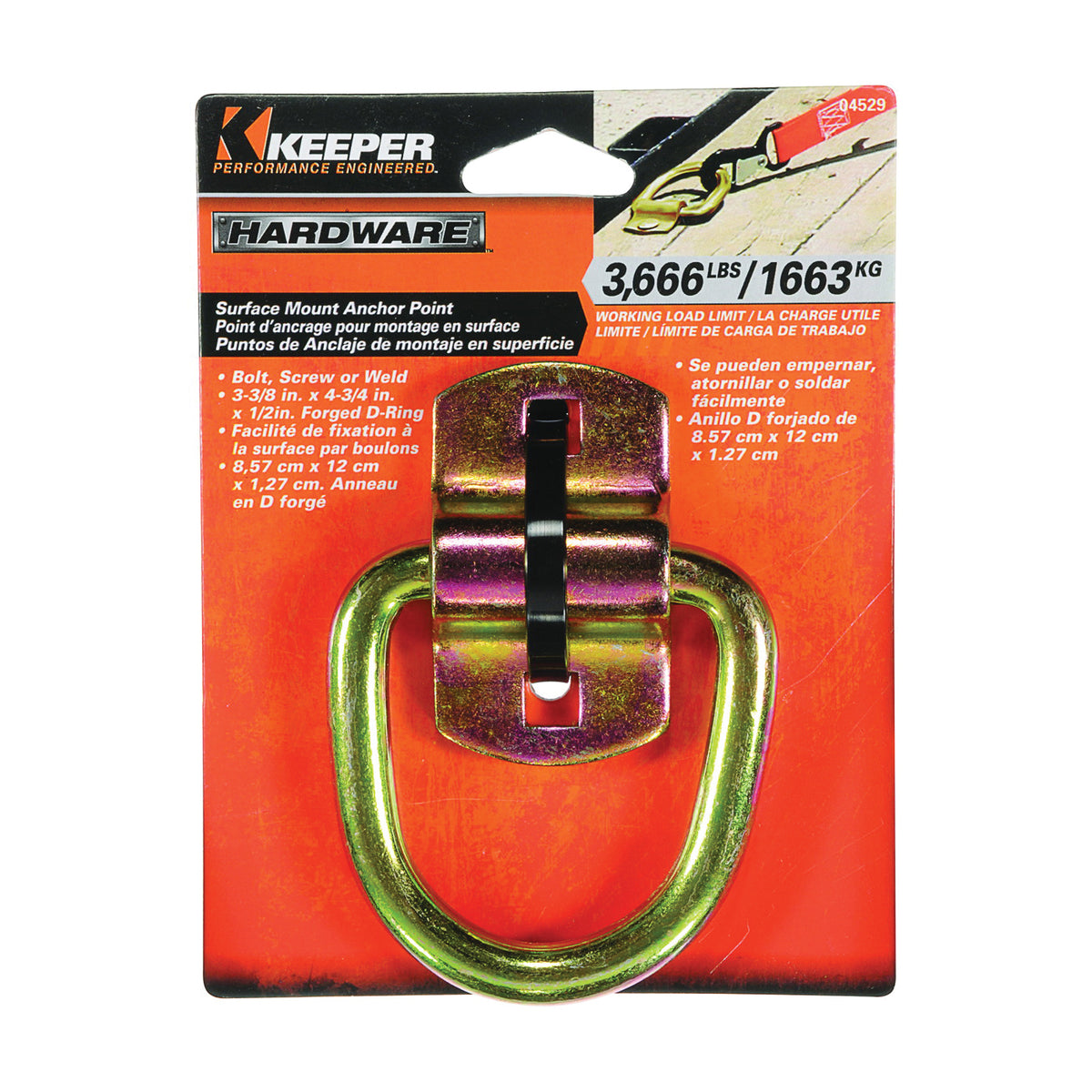 KEEPER 04529 Anchor Point Wire Ring, Heavy-Duty, Steel