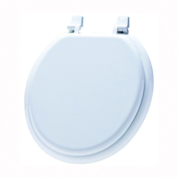 BEMIS 7M66 000 Toilet Seat, Round, Wood, White, Top-Tite Hinge