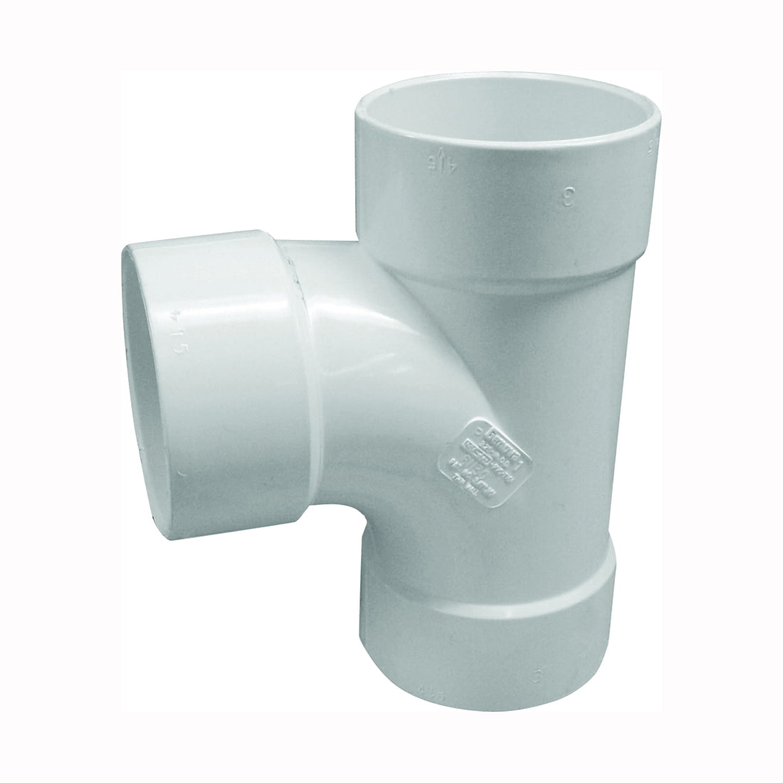 GENOVA 400 Series 41140 Sanitary Pipe Tee, 4 in, Hub, PVC, White