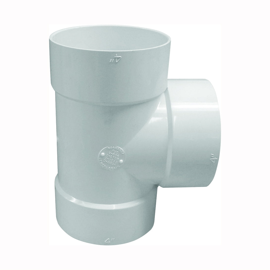 GENOVA 400 Series 41440 Bullnose Pipe Tee, 4 in, Hub, PVC, White