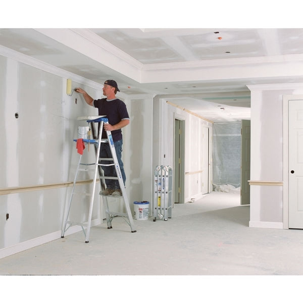 WERNER 366 Step Ladder, 6 ft H, Type I Duty Rating, Aluminum, 250 lb