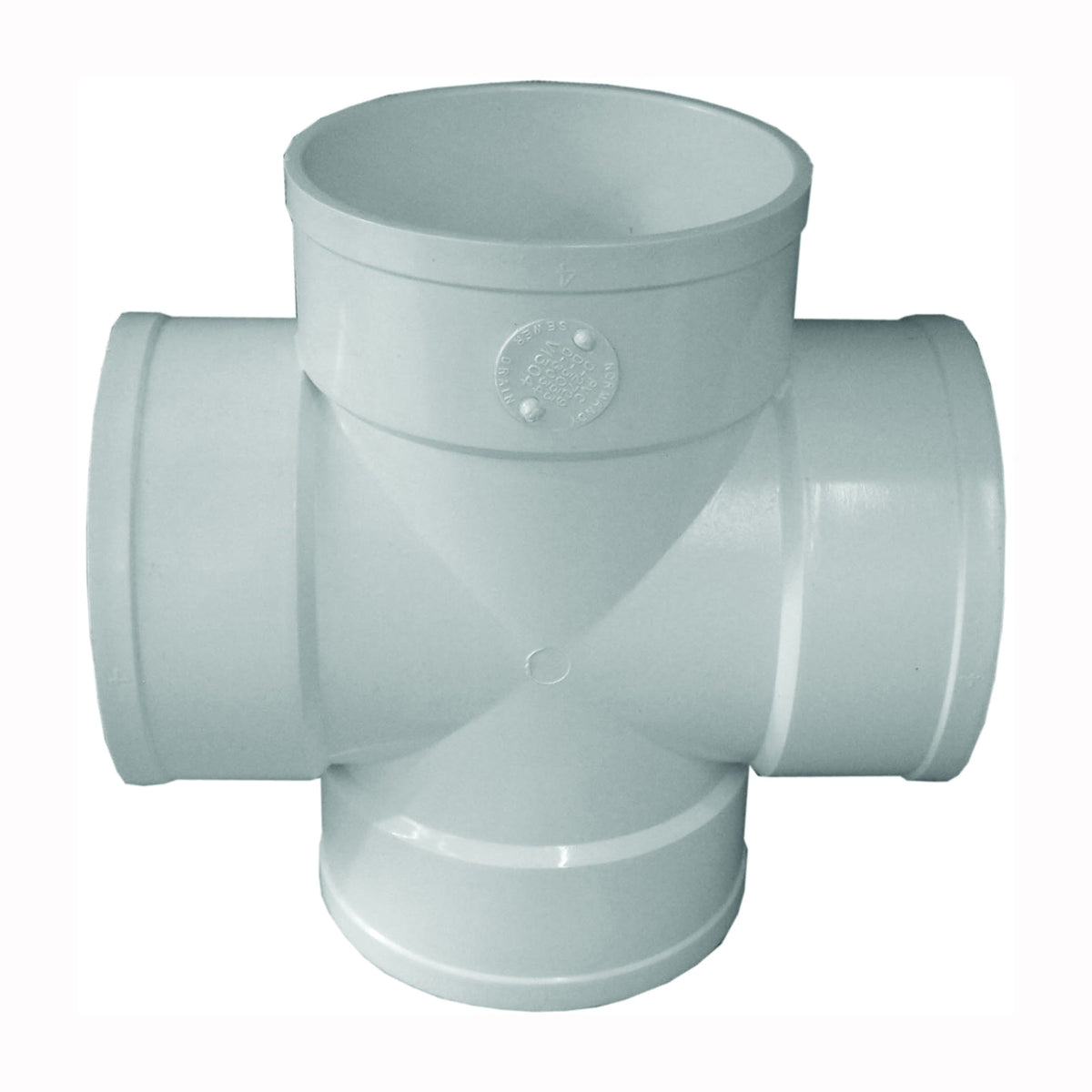 GENOVA 43240 Pipe Cross, 4 in, Hub, PVC, White