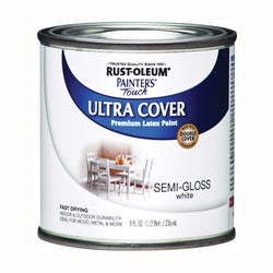 Painter&#39;s Touch Ultra Cover 1993730 Interior Paint, Semi-Gloss, White, 0.5 pt, Can, Resists: Chip, Fade, Water Base