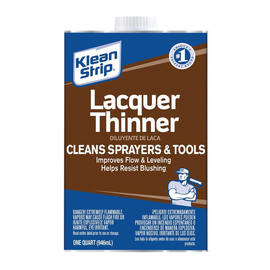 Klean Strip QML170SC Lacquer Thinner, Liquid, Characteristic Ketone, Clear, 1 qt, Can