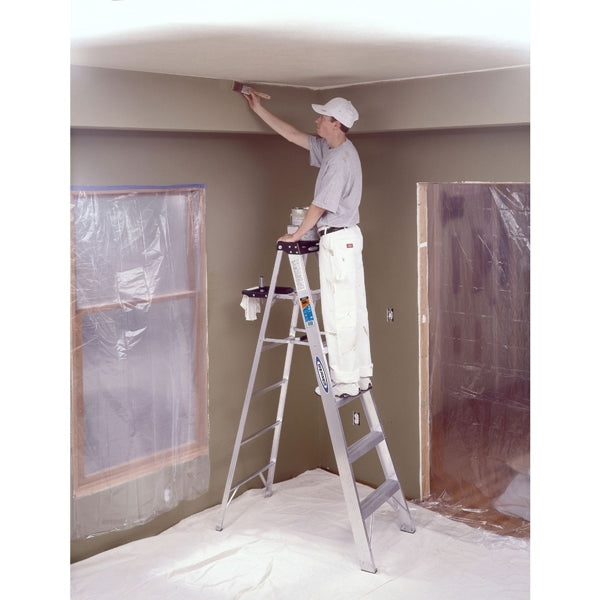 WERNER 378 Step Ladder, 8 ft H, Type IA Duty Rating, Aluminum, 300 lb