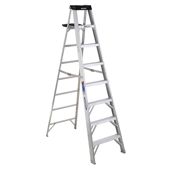 WERNER 378 Step Ladder, 8 ft H, Type IA Duty Rating, Aluminum, 300 lb