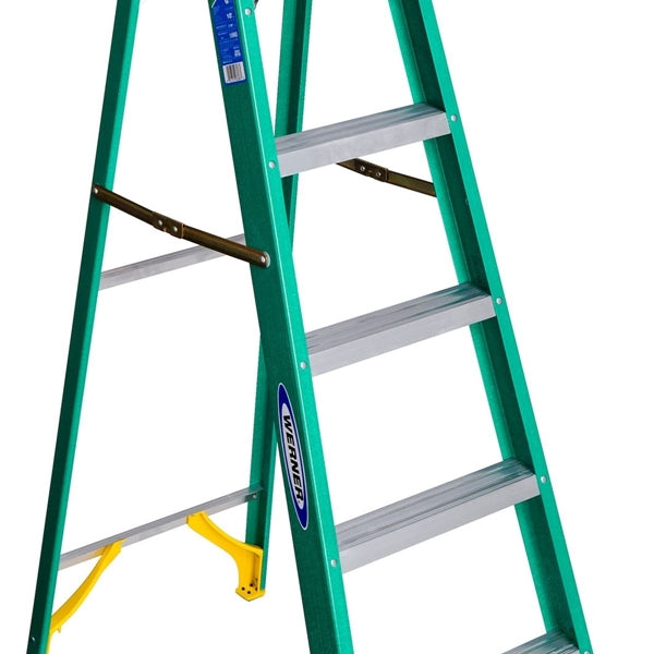WERNER 5906 Step Ladder, 6 ft H, Type II Duty Rating, Fiberglass, 225 lb