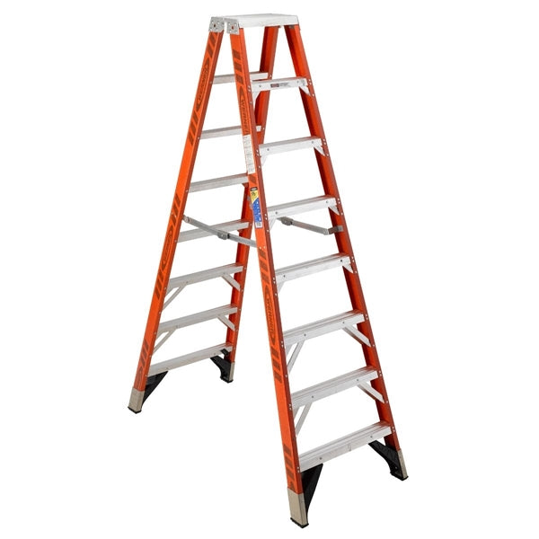 WERNER T7400 Series T7408 Step Ladder, 8 ft H, Type IAA Duty Rating, Aluminum/Fiberglass, 375 lb