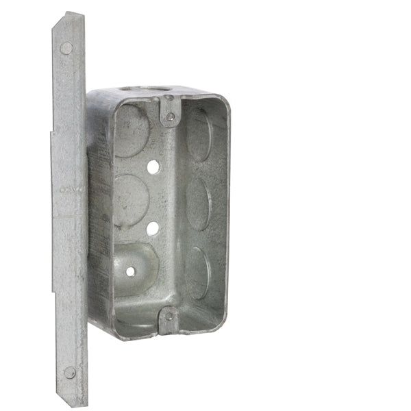RACO 661 Handy Box, 1 -Gang, 8 -Knockout, 1/2 in Knockout, Galvanized Steel, Gray, Bracket Mounting