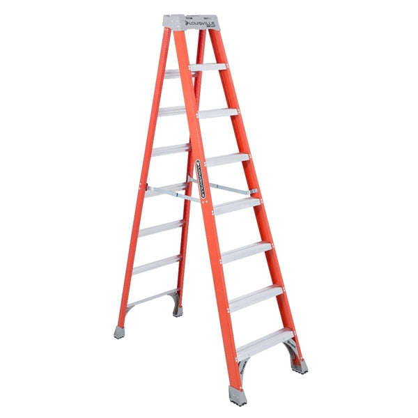 Louisville FS1508 Step Ladder, 8 ft H, Type IA Duty Rating, Fiberglass, 300 lb