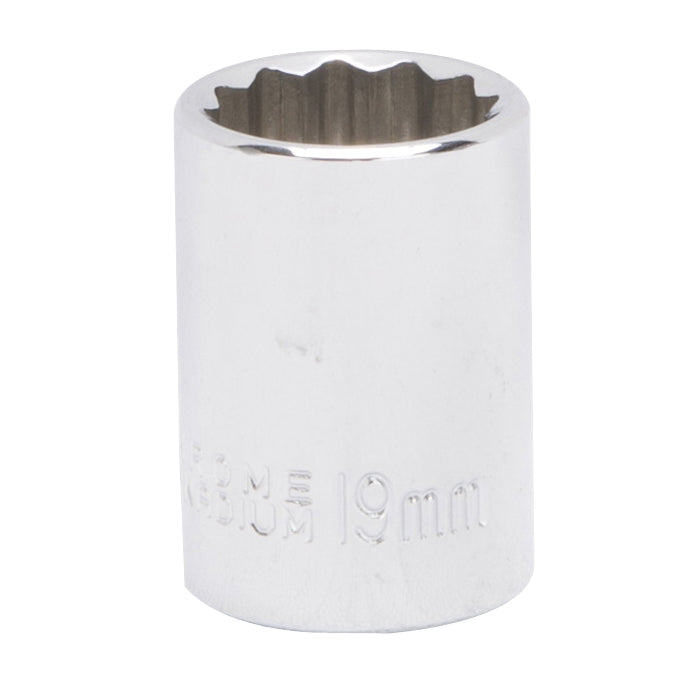 Vulcan MT6530224 Drive Socket, 19 mm Socket, 1/2 in Drive, 12-Point, Chrome Vanadium Steel, Chrome
