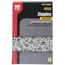 Load image into Gallery viewer, GB MS-450BX/J Cable Staple, 9/16 in W Crown, 1-1/4 in L Leg, Metal, Graphite

