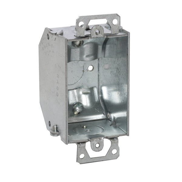 RACO 471 Switch Box, 1 -Gang, 1 -Outlet, 5 -Knockout, 1/2 in Knockout, Steel, Gray, Galvanized