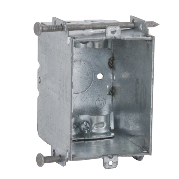 RACO 8355 Switch Box, 1 -Gang, 1 -Outlet, 1 -Knockout, 1/2 in Knockout, Steel, Gray, Galvanized