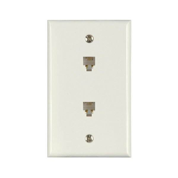 Zenith TW1002DW Telephone Wallplate, 4-1/2 in L, 2-3/4 in W, 2 -Gang, White