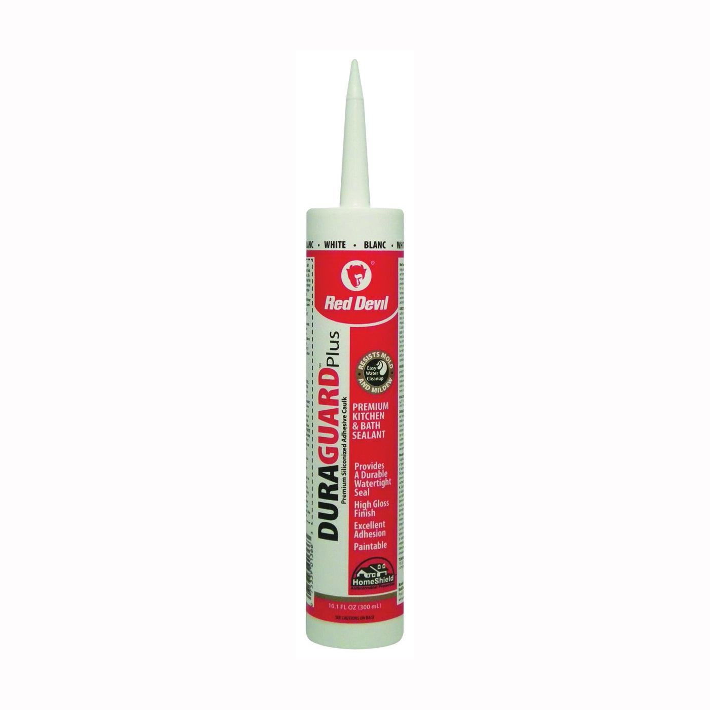 Red Devil 0144CA Siliconized Caulk, White, 10.1 oz Cartridge