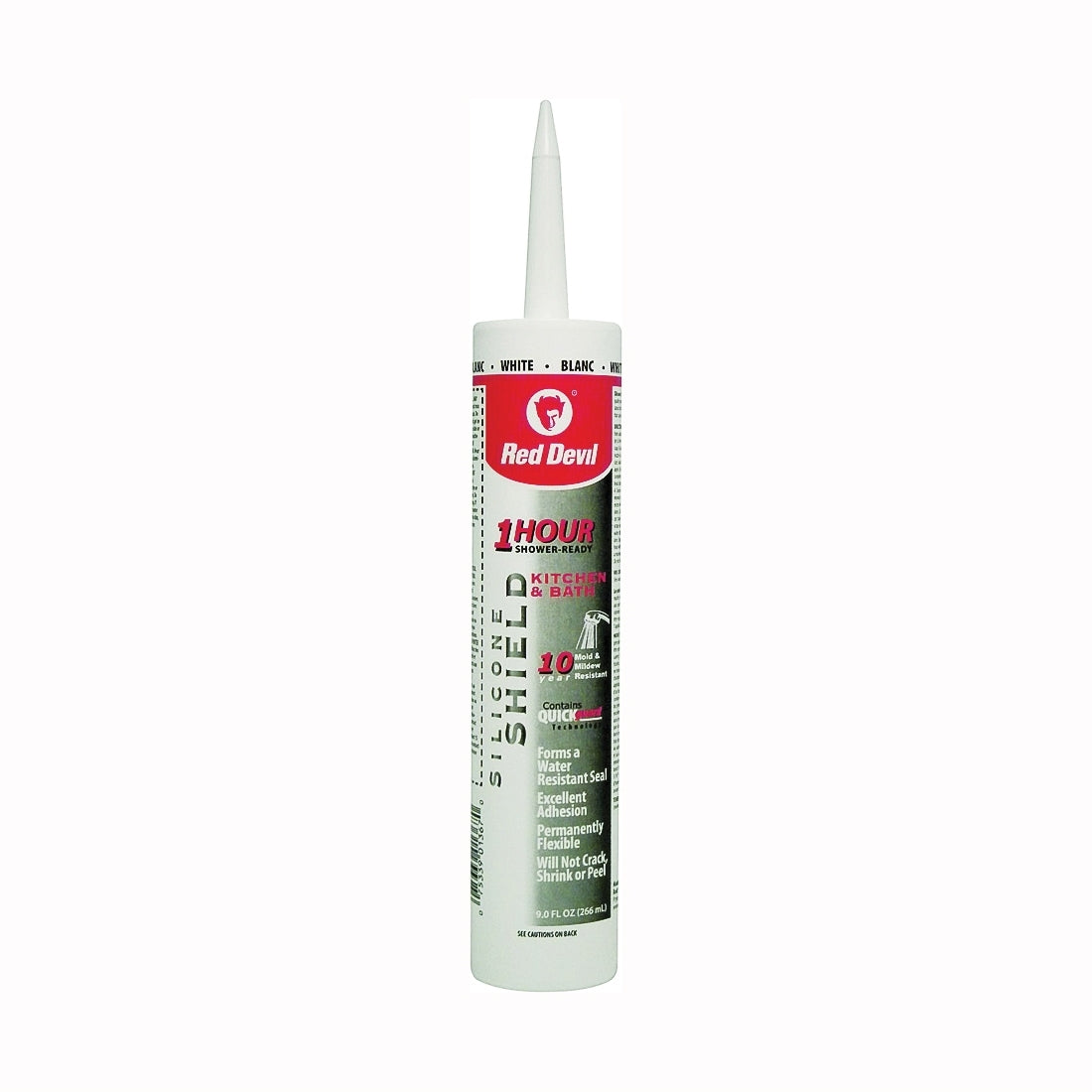 Red Devil 0145CA Silicone Caulk, White, 10.1 oz Cartridge