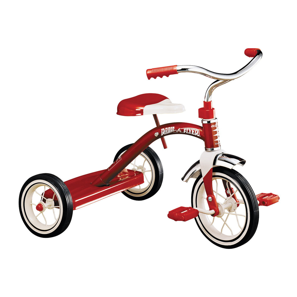 RADIO FLYER 34B Tricycle, 2 to 4 years, Steel Frame, 10 x 1-1/4 in Front Wheel, 7 x 1-1/2 in Rear Wheel, Red