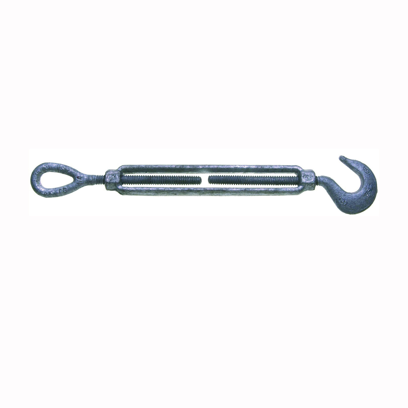 BARON 16-5/8X6 Turnbuckle, 2250 lb Working Load, 5/8 in Thread, Hook, Eye, 6 in L Take-Up, Galvanized Steel