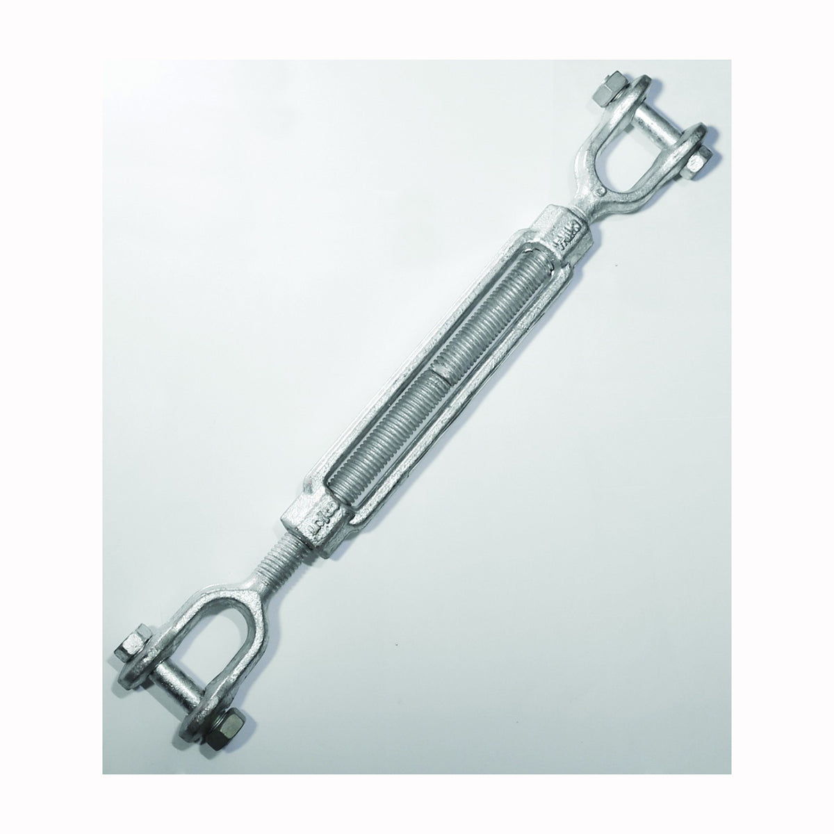 BARON 19-1/2X9 Turnbuckle, 2200 lb Working Load, 1/2 in Thread, Jaw, Jaw, 9 in L Take-Up, Galvanized Steel