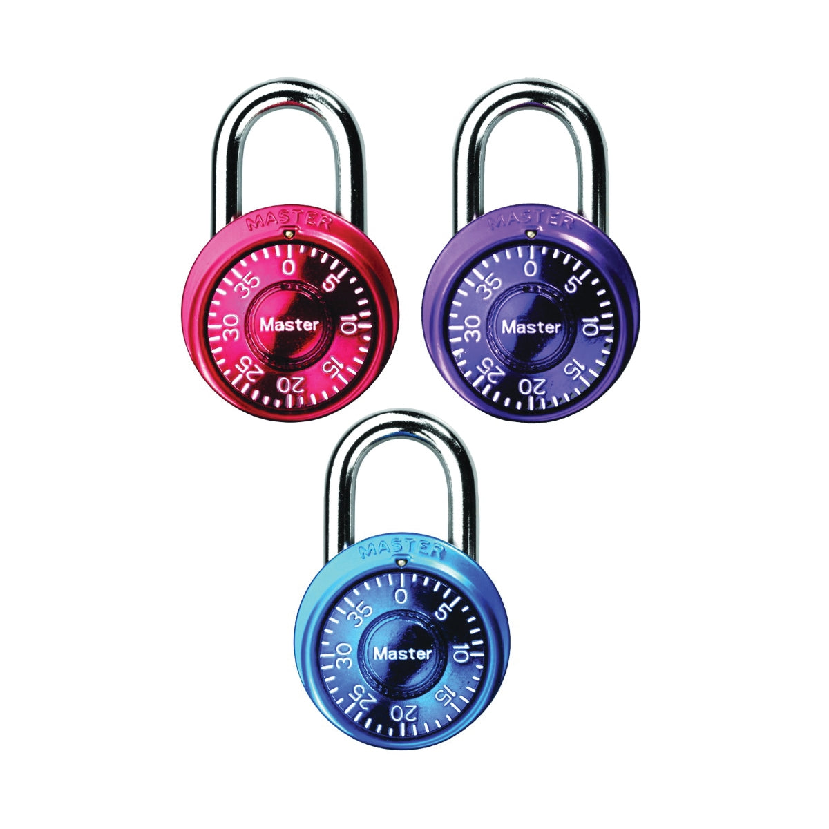 Master Lock 1533TRI Padlock, 3/16 in Dia Shackle, 11/16 in H Shackle, Steel Shackle, Metal Body, Anodized Aluminum