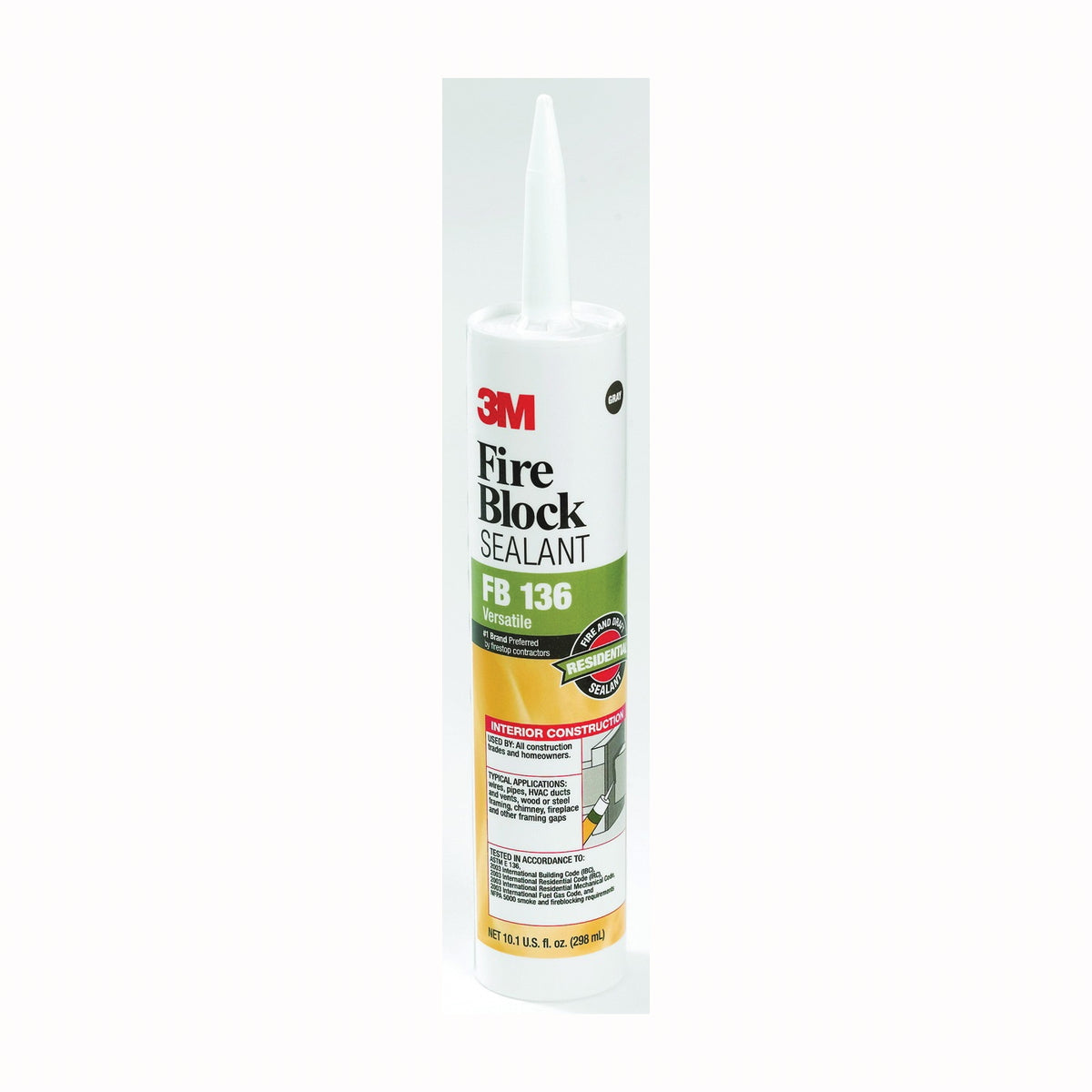 3M FB 136 Fire Block Sealant, Gray, 10.1 oz Cartridge