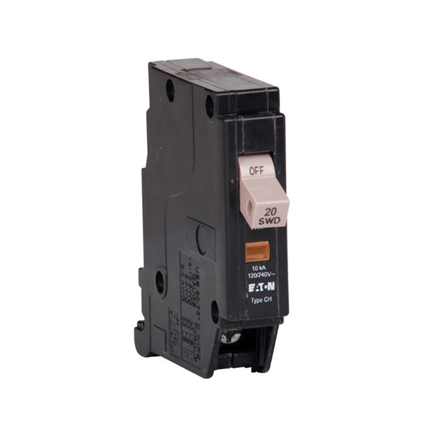 Cutler-Hammer CHF120CS Circuit Breaker with Flag, Mini, Type CHF, 20 A, 1 -Pole, 120/240 V, Common, Fixed Trip