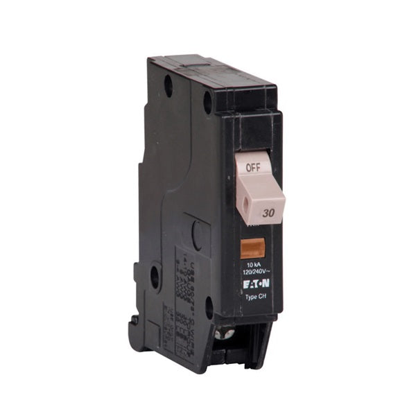Cutler-Hammer CHF130CS Circuit Breaker with Flag, Mini, Type CHF, 30 A, 1 -Pole, 120/240 V, Common, Fixed Trip
