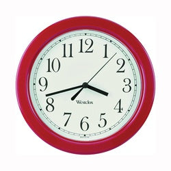 Westclox 46983 Clock, Round, Burgundy Frame, Plastic Clock Face, Analog