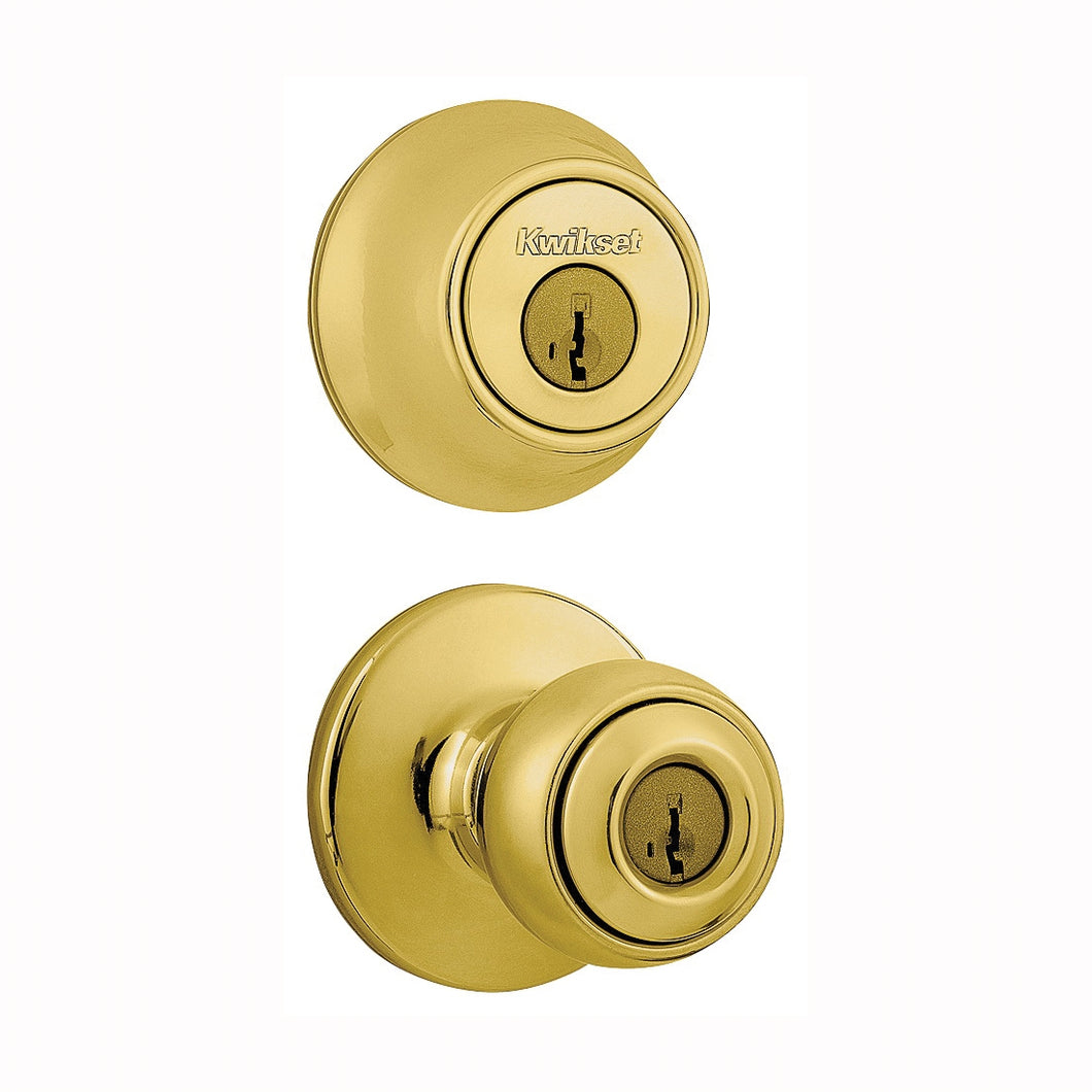 Kwikset 690P3CP6ALRCSK6 Knob Lockset, 3 Grade, Keyed Key, Polished Brass, 2-3/8 x 2-3/4 in Backset, K6 Keyway