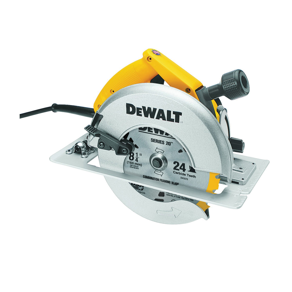 DeWALT DW384 Circular Saw, 15 A, 8-1/4 in Dia Blade, 5/8 in Arbor, 50 deg Bevel