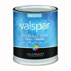 Valspar Medallion 1400 Series 027.0001402.005 Interior Paint, Flat, Tint, 1 qt, Can, Latex Base, Resists: Mildew, Stain