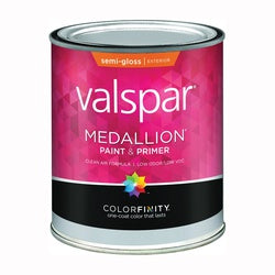 Valspar 027.0004305.005 Latex Paint, Semi-Gloss, Clear, 1 qt, Resists: Fade, Mildew, Mold