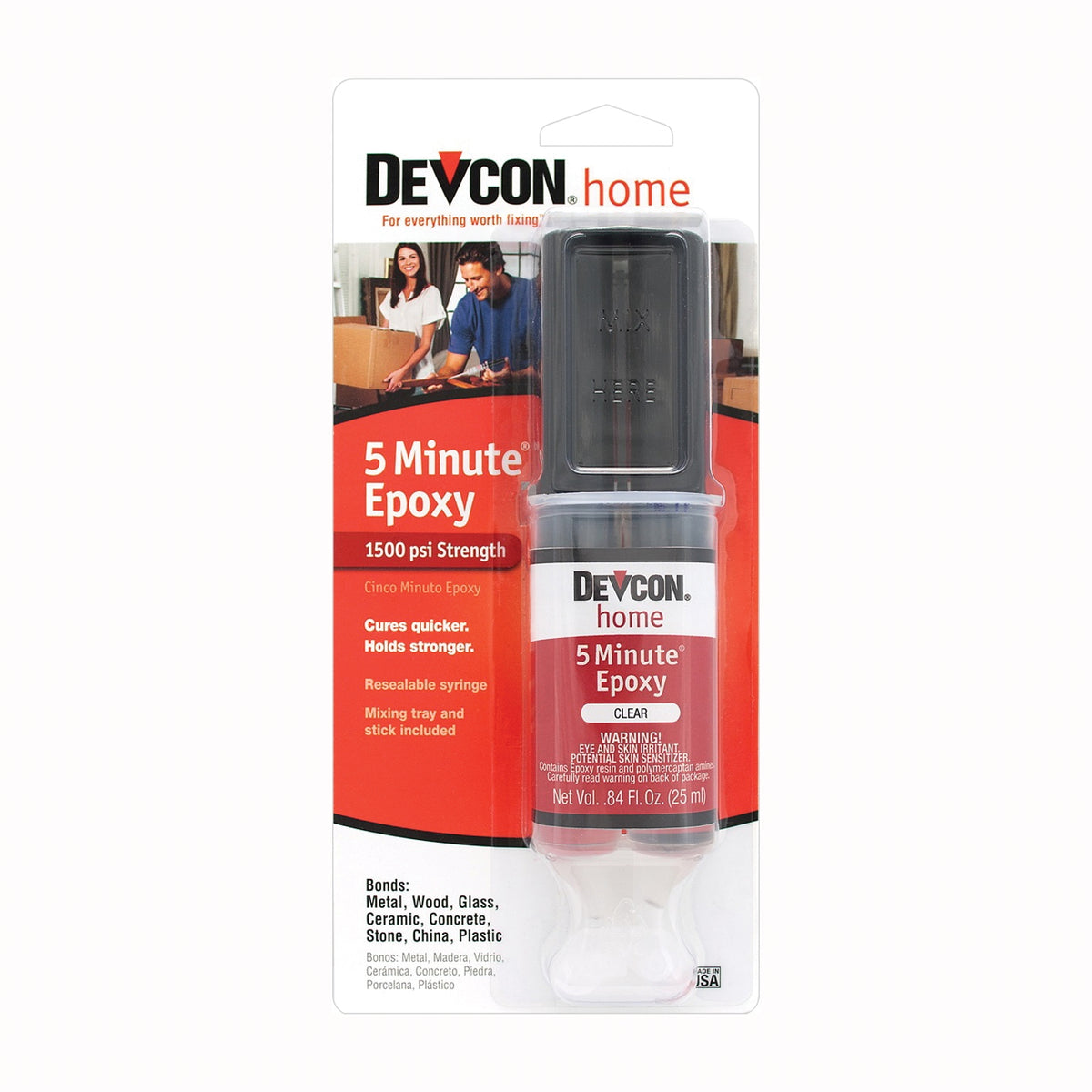 Devcon 20845 Epoxy Anchoring Adhesive, Amber, Liquid, 0.84 oz Syringe