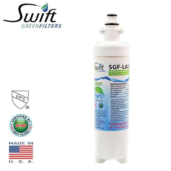SWIFT GREEN FILTERS SGF-LA07 Refrigerator Water Filter, 0.5 gpm, Coconut Shell Carbon Block Filter Media
